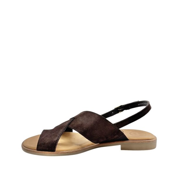Paul Green - Flad sandal i m�rkebrun med t�-rem - 6216