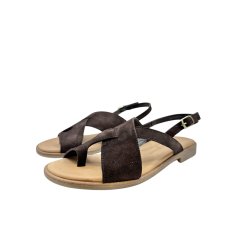 Paul Green - Flad sandal i m�rkebrun med t�-rem - 6216
