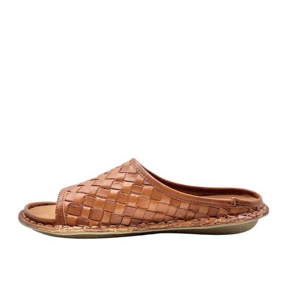 VIBAe - Slippers i cognac flettet skind - Saint tropez woven