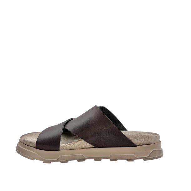 Lofina - Slippers i m�rkebrunt glat skind med sp�nde - 9624