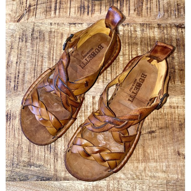 Bubetti - Sandal med flet-remme i cognac - 3446