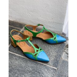 Chie Mihara - Sandalsko i i turkis og grn med lille hl - Jene