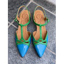 Chie Mihara - Sandalsko i i turkis og grn med lille hl - Jene