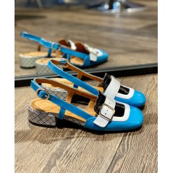 Chie Mihara - Loafer i turkis lak og lille hl med mnster - Udesy 