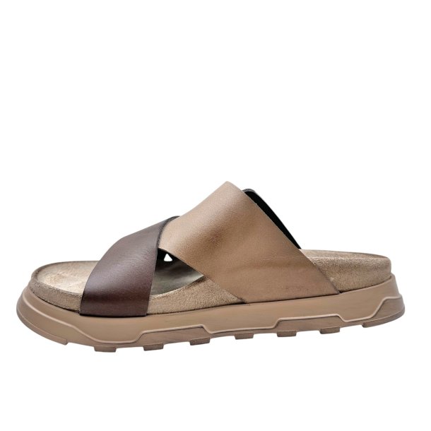 Lofina - Slippers i gr�brun og sand med sp�nde - 9624