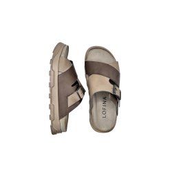 Lofina - Slippers i gr�brun og sand med sp�nde - 9624