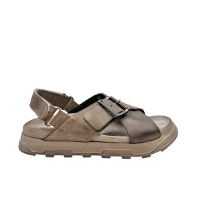 Lofina - Slippers i gr�brun og beige ruskind med h�lrem - 9623