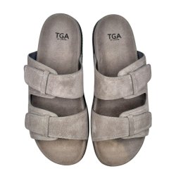 TGA By Ahler - Slippers i beige ruskind med velcro - 1151