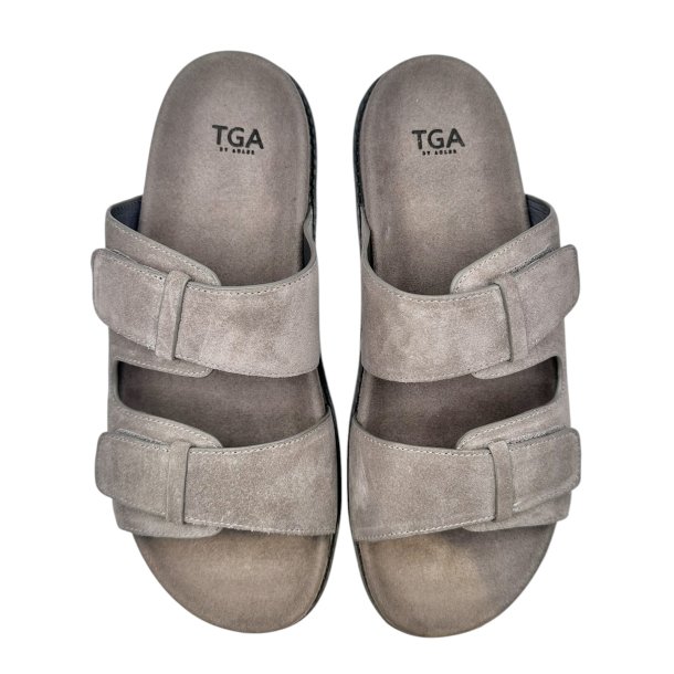 TGA By Ahler - Slippers i beige ruskind med velcro - 1151