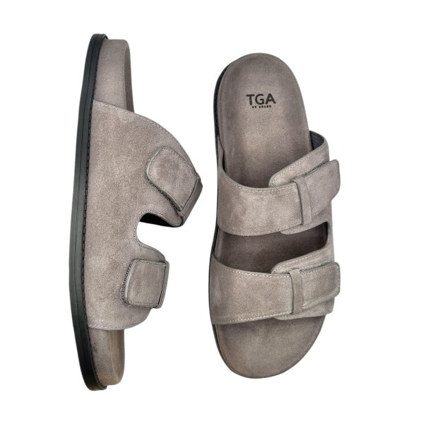 TGA By Ahler - Slippers i beige ruskind med velcro - 1151