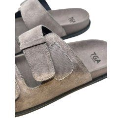 TGA By Ahler - Slippers i beige ruskind med velcro - 1151