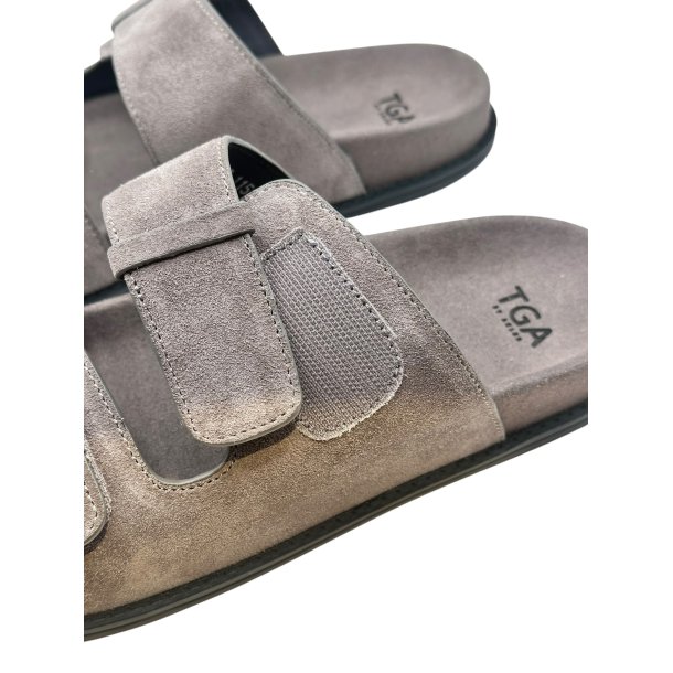 TGA By Ahler - Slippers i beige ruskind med velcro - 1151