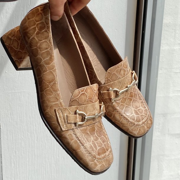 Wonders - Loafer i sand kroko med bidsel og lille hl - 1903