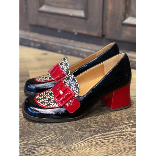 Chie Mihara - Loafer i sort, rd og rhvid - Teisin 47