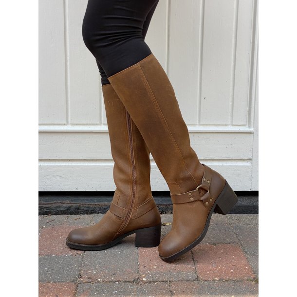 Paul Green - Biker med langt skaft og blokhl i brun - 8196