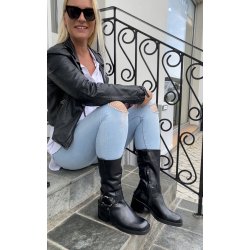 Billi Bi - Biker med trekvartlangt skaft i sort - A7196