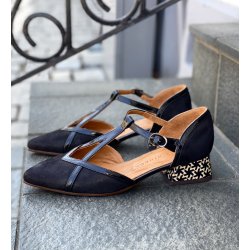 Chie Mihara - Sko i sort og mnstret lille hl - Hidrow