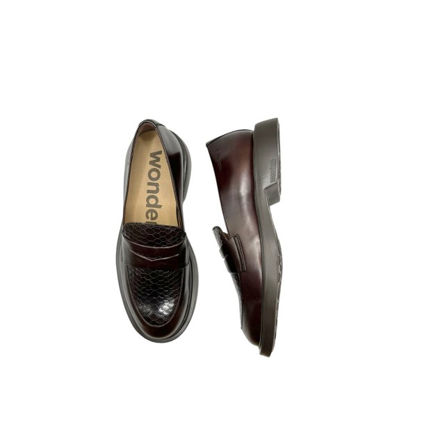 Wonders - Loafer i m�rkebrun med snake og lav h�l - A5301