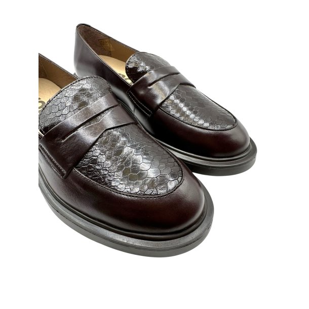 Wonders - Loafer i m�rkebrun med snake og lav h�l - A5301