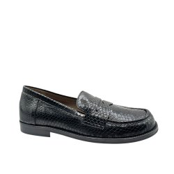 Wonders - Loafer i sort snake med bred snude og lav h�l - A4620
