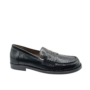 Wonders - Loafer i sort snake med bred snude og lav h�l - A4620