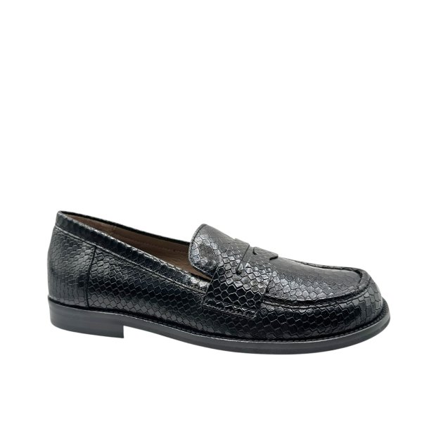 Wonders - Loafer i sort snake med bred snude og lav h�l - A4620