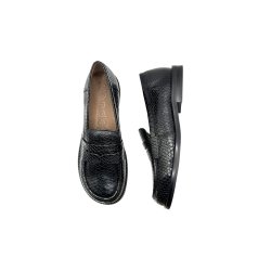 Wonders - Loafer i sort snake med bred snude og lav h�l - A4620