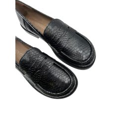 Wonders - Loafer i sort snake med bred snude og lav h�l - A4620