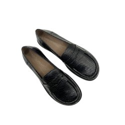 Wonders - Loafer i sort snake med bred snude og lav h�l - A4620