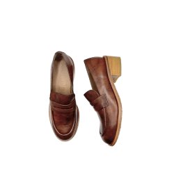 Wonders - Loafer i cognac med r�gummi og moderat h�l - D2101