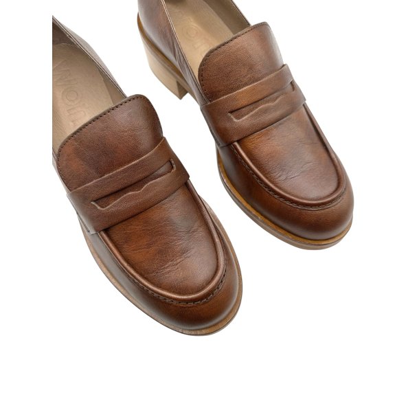 Wonders - Loafer i cognac med r�gummi og moderat h�l - D2101