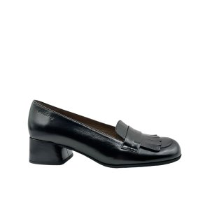 Wonders - Enkel loafer i sort med moderat h�l - D2411