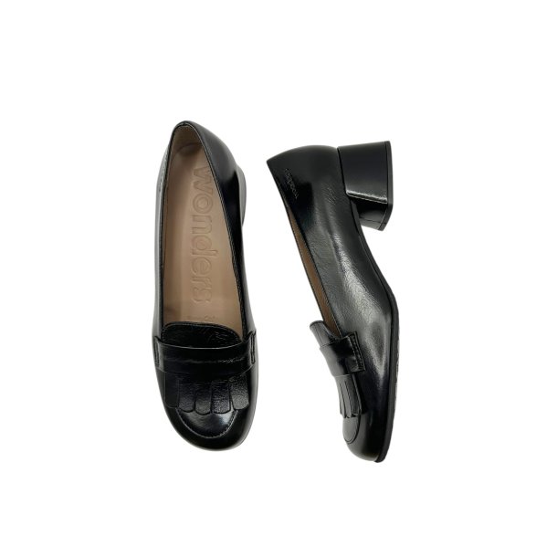 Wonders - Enkel loafer i sort med moderat h�l - D2411