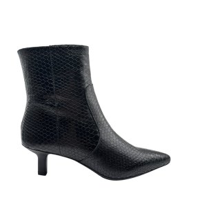 Wonders - St�vlette i sort snake med spids snude og moderat h�l - G7111