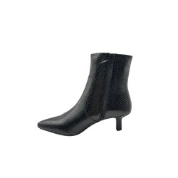 Wonders - St�vlette i sort snake med spids snude og moderat h�l - G7111