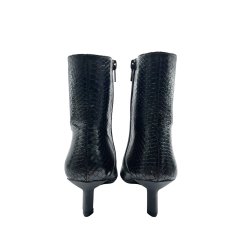 Wonders - St�vlette i sort snake med spids snude og moderat h�l - G7111