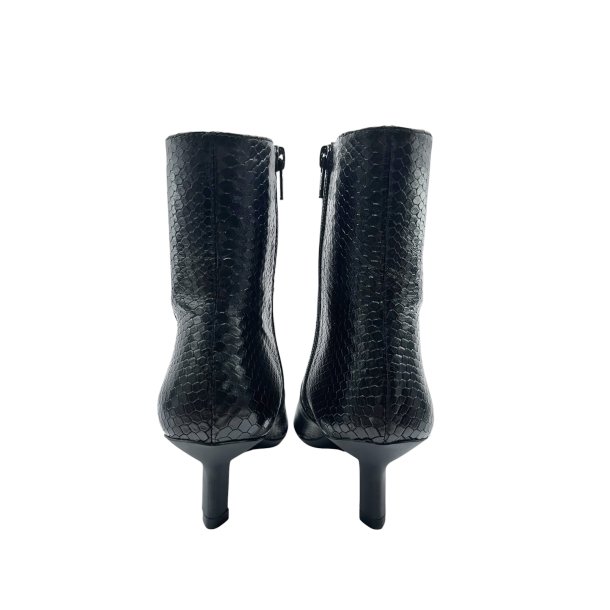 Wonders - St�vlette i sort snake med spids snude og moderat h�l - G7111