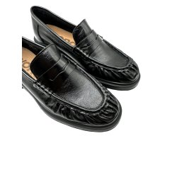 Wonders - Loafer i sort med rynkeeffekt og flad h�l - B9170