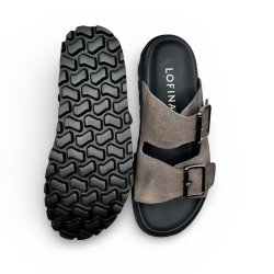 Lofina herre - Slippers i gr�-brun - U9911