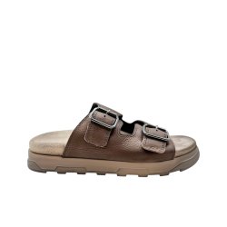 Lofina - Slippers i m�rk beige skind - 1E-240 