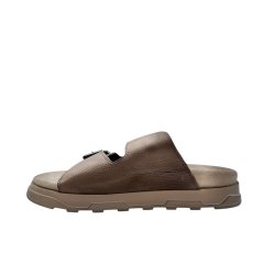 Lofina - Slippers i m�rk beige skind - 1E-240 