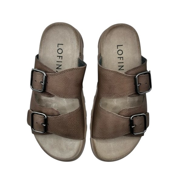 Lofina - Slippers i m�rk beige skind - 1E-240 