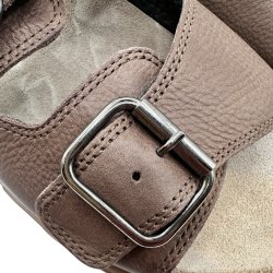 Lofina - Slippers i m�rk beige skind - 1E-240 