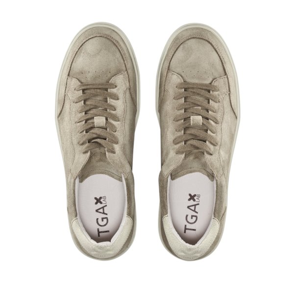 TGA By Ahler - Sneakers i sandfarvet ruskind med sn�re - 304