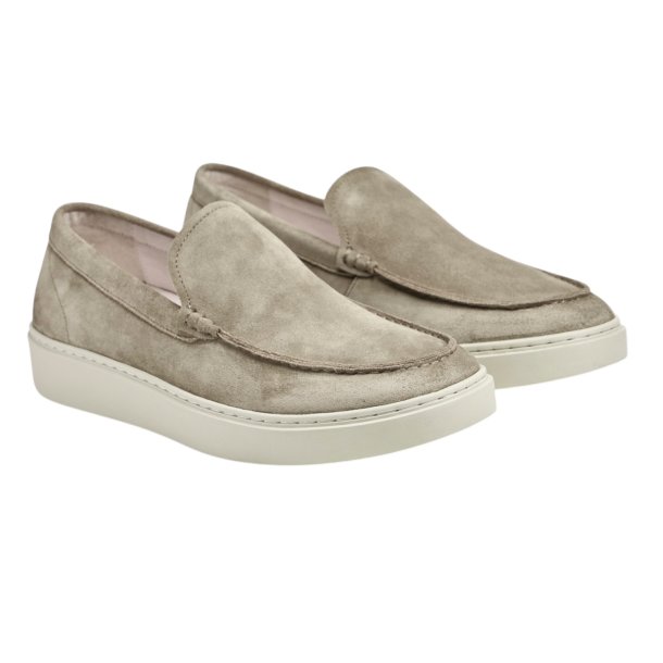 TGA By Ahler - Slip-on sko i sandfarvet ruskind og hvid s�l - 306