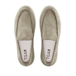 TGA By Ahler - Slip-on sko i sandfarvet ruskind og hvid s�l - 306