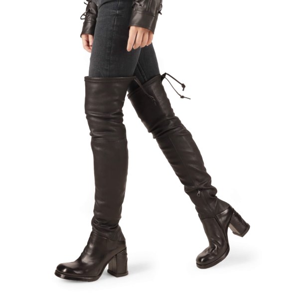 Airstep - Sort overknee stvle med hj blokhl og plateau - Lussy 