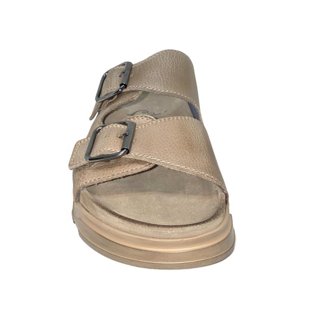Lofina - Slippers i beige skind
