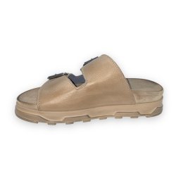 Lofina - Slippers i beige skind