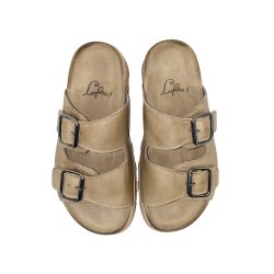 Lofina - Slippers i beige skind